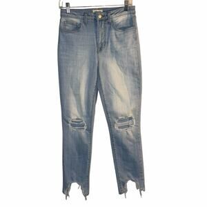 L’AGENCE Margot High Rise Skinny Jeans Women’s Sz 27 Light Wash Raw Hem